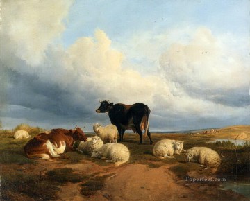羊飼い Painting - カンタベリー メドウズ 牛 羊